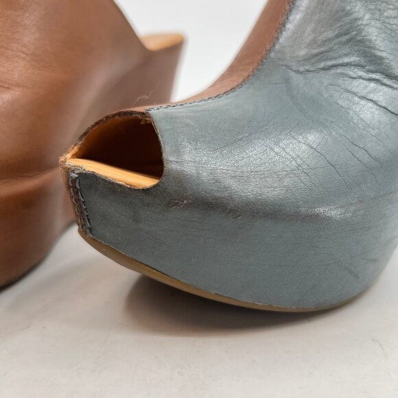 Kork-Ease Tan Ultra-High Peep Toe Wedge Shoes | Size 8 - Picture 8 of 11